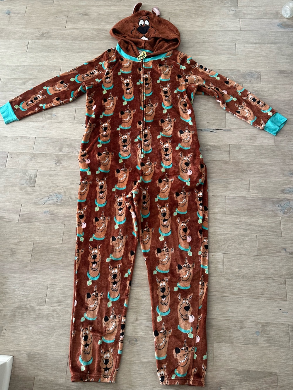 Scooby-Doo Brown Hooded One-Piece Pajama Romper Size 2X